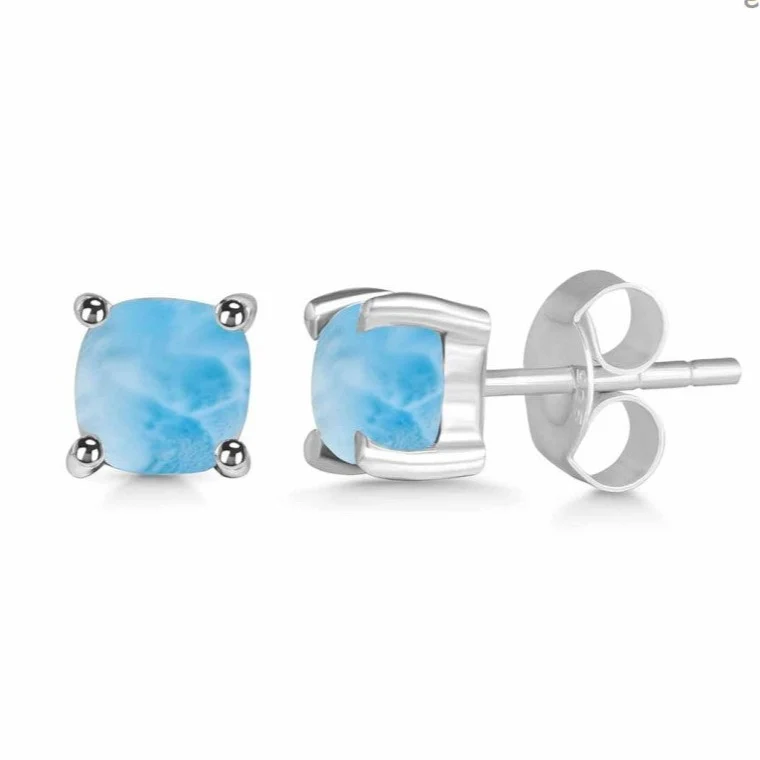 Kolczyki Stud Larimar Silver 5 mm