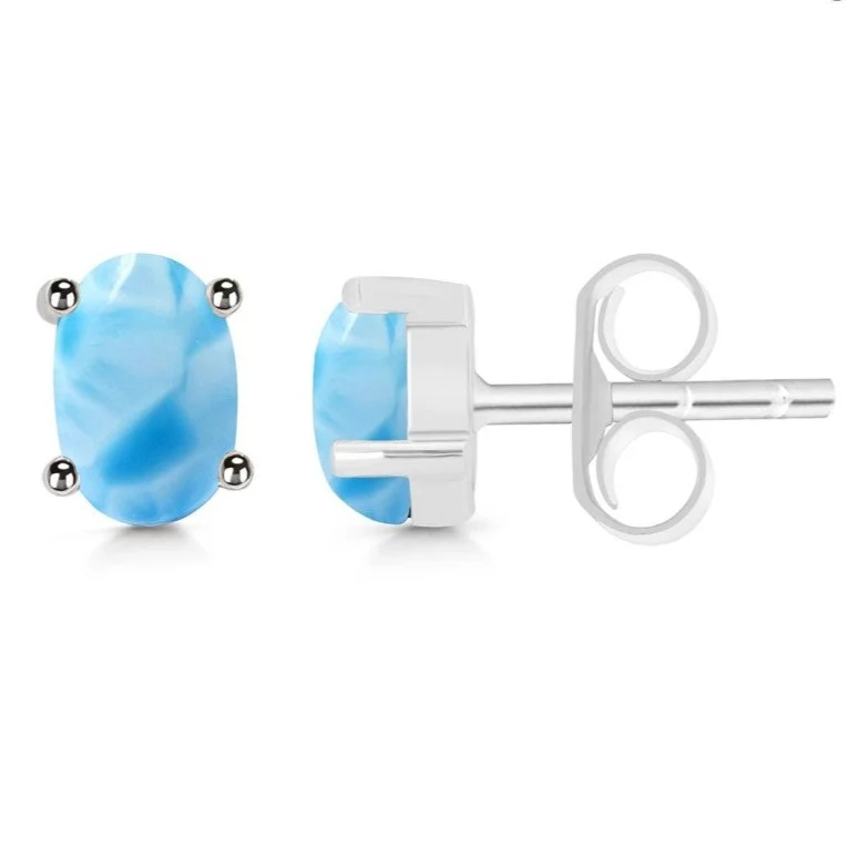 Kolczyki Stud Larimar Silver 6 mm owalny
