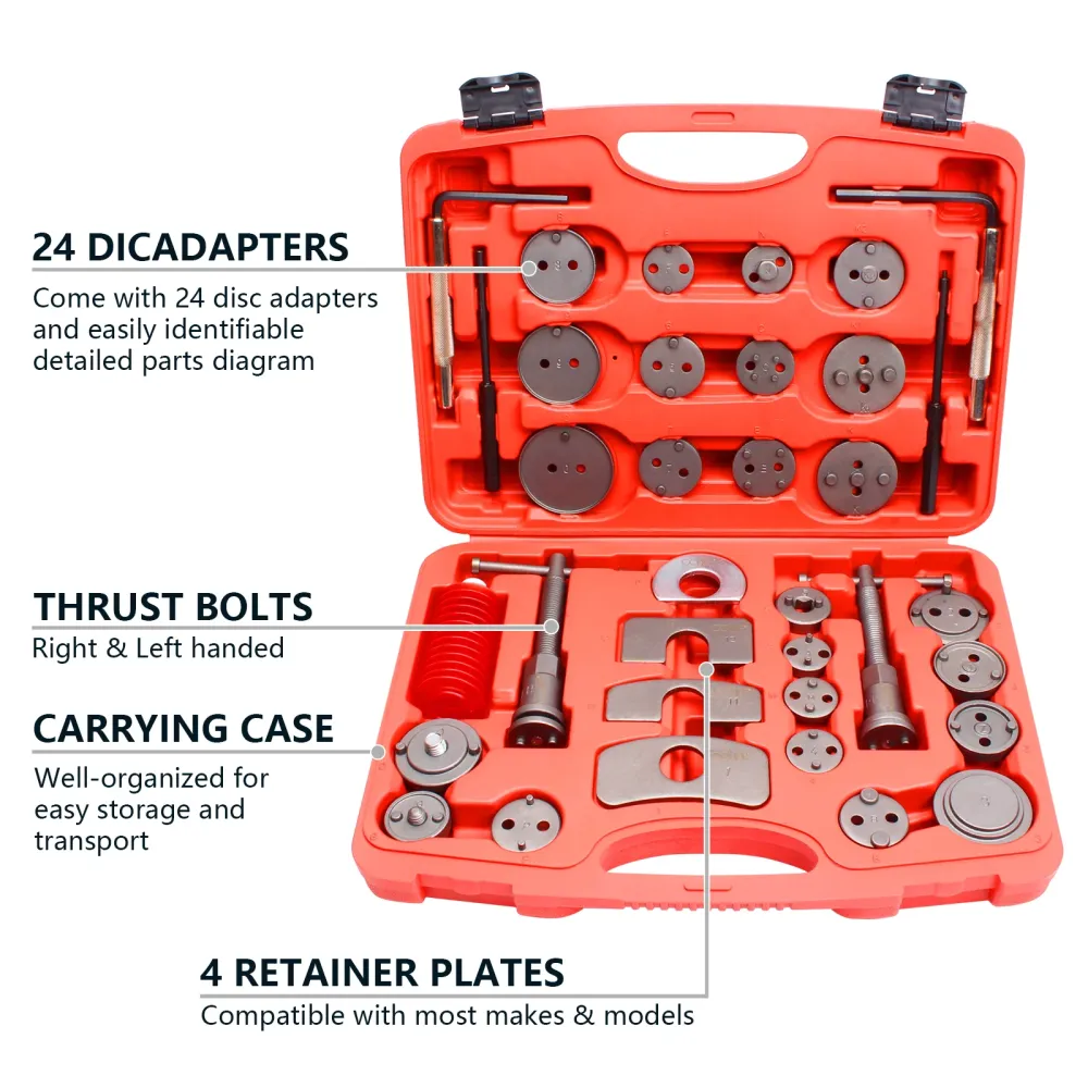 Universal Brake Caliper Rewind Tool Piston Spreader Wind Back Tool Kit 35 szt.