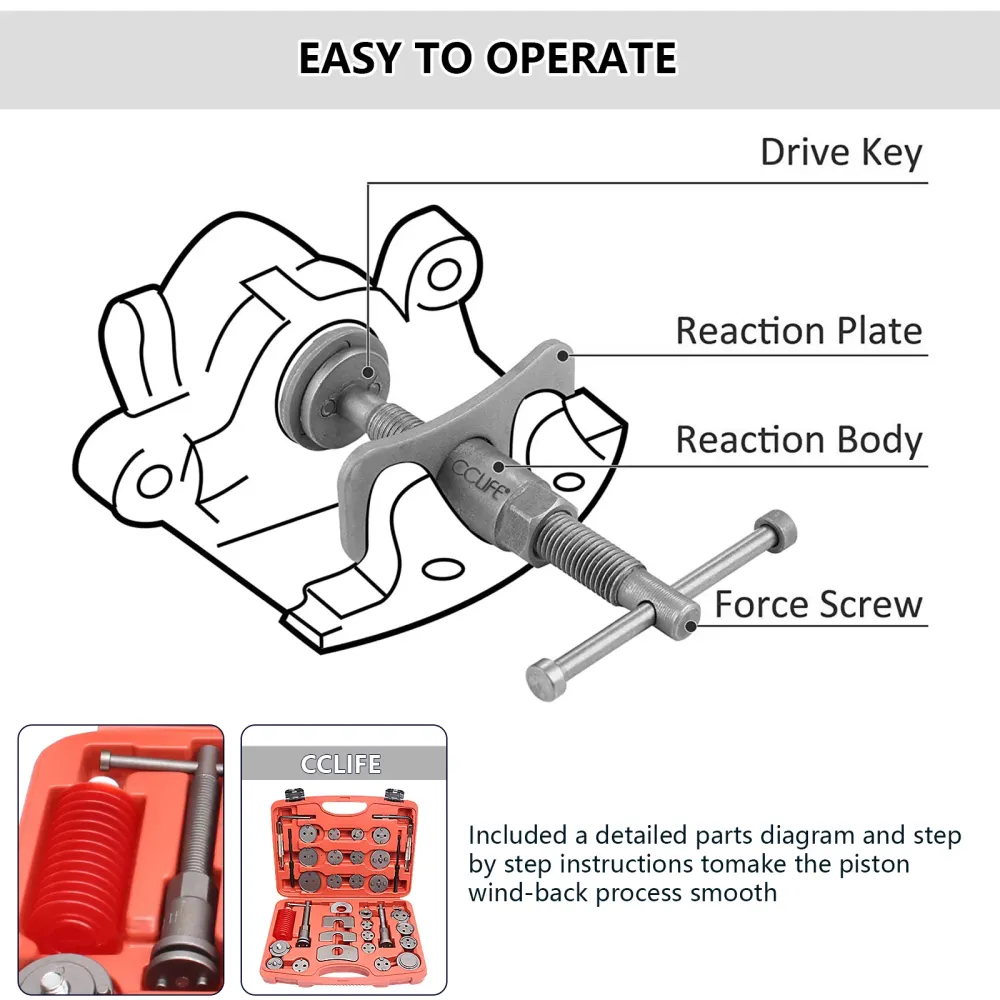 Universal Brake Caliper Rewind Tool Piston Spreader Wind Back Tool Kit 35 szt.